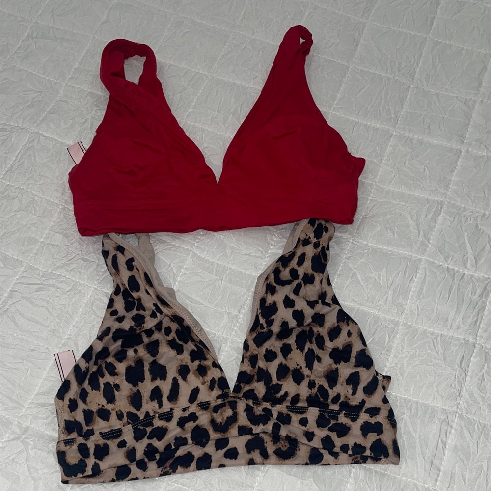 Victoria's Secret Red and Leopard Print Bra Set